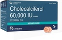 Vitamin D3 60000 IU - Kaubares Cholecalciferol Vitamin D Nahrungsergänzungsmittel für Frauen und Männer - 40 Tabletten