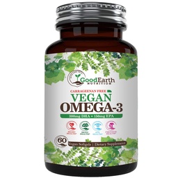 Vegan Omega 3 - Carrageenan Free Plant Based Algal DHA/EPA- 60 Veggie Softgels - Unterstützt Gehirn, Herz & Prenatal Gesundheit - Essential Fatty Acids Supplements