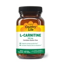 Country Life L-Carnitine 500mg – 60 Vegan Capsules | Unterstützt Energieproduktion & Fett Stoffwechsel | Inklusive Vitamin B6 für die Nutzung | Glutenfrei, Certified Vegan Amino Acid Supplement
