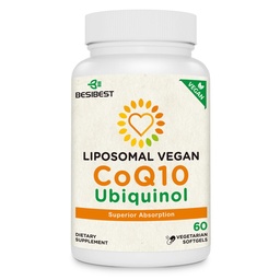 Besibest 1000mg Liposomal CoQ10 Ubiquinol, 60 Vegan Softgels, hohe Absorption Ubiquinol CoQ10 Beilage, aktive Antioxidante Form von Coenzym Q10 für Herzfunktion & Energieproduktion