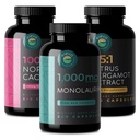 Citrus Bergamotte, Nopal Cactus, & Monolaurin Bundle. 1000mg Citrus Bergamotte Kapseln, 1000mg Monolaurin Kapseln, und 1500mg Prickly Pear Cactus Kapseln