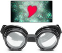 GloFX Black Heart Effect Diffraction Goggles - See Hearts - 3D Holographic Visuals Edm Rave Outfit Steampunk Costume Music Festival Essential