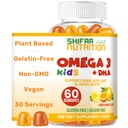 SHIFAA NUTRITION Halal Omega 3 für Kinder mit DHA Gummis für Gehirnentwicklung, Herz- und Immununterstützung, pflanzenbasiert, Non-GMO, Algae-Based DHA, Gluten & Gelatin-Free Kids Omega 3 Gummis, 30 Servierungen