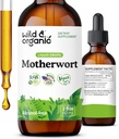 Wild & Organic Motherwort Tincture - Gute Stimmung, Beruhigung, Frauenunterstützung - Mutterwort Kräuterextrakt Tropfen - Vegan, Zucker & Alkoholfreie Ergänzung - 2 fl oz