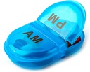 Deke Home - Pill Organizer AM PM, 2 Pillen-Box für Taschen oder Geldbeutel, Kleine Tagesmedizin Fall, Reise Pillenhalter, einfache offene Pillen-Container, Vitamine & Ergänzungen (blau, Packung 1)