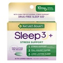 Nature's Bounty Sleep + Stress Support, Sleep3 Maximum Strength 100% Drug Free Sleep Aid, Nahrungsergänzung mit Ashwagandha, Time Release Technology, 10mg, 28 Tri-Layered Tablets