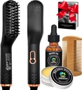Bart Straightener w/Beard Oil & Balm & Guide E-Book,Upgradeed 3 in 1 Haar Richten Bürste Bart Richten Comb, Unique Stocking Stuffers Geschenke für Männer Ihn Papa Ehemann Geburtstag Weihnachtsgeschenke