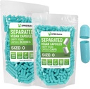 XPRS Nutra Vegan Größe 0 Getrennte Kapseln - 1000 Count Premium Leere Kapseln Getrennt in Taschen - Pillen 0 für DIY Ergänzung Füllung (Aqua)