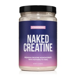 NAKED Créatine - Créatine aromatisée aux fraises monohydratée - véritable poudre de fraise, sans additifs, croissance musculaire, végétalien, non OGM, sans gluten, sans soja - 45 portions
