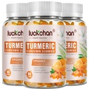 Kurkumagummis mit Ginger & Schwarz Pfeffer Kräuterergänzung-240 Zähler für Erwachsene und Kinder, 2400mg - Tumeric Gummy Supplements Vegan, Organic, Gelatin-Free 3 Pack