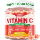 Bio Vitamin C Gummis 120mg für Erwachsene, Zuckerfrei, Tägliche Immunabwehr, Raw Antioxidant, 100% Ganzes Lebensmittel Kaubares Vitamin C Supplement von 1200mg Beeren & Obst für Collagen, Vegan, 60 Zähler