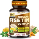 VEGATOT Organic Fisetin Complex 7-in-1 Formel | mit Quercetin, Resveratrol, Ashwagandha, Maca Root, Turmeric, Black Pepper | 150 Kapseln | Non-GMO, Gluten-Free