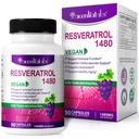 100% naturale Resveratrolo - 1480mg Per Serving, 90 capsule vegetali, 99% puro Trans-Resveratrolo, Antiossidante per l'invecchiamento sano, cervello e supporto cardiaco