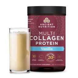 Antike Ernährung Collagen Peptide Pulver, Multi Collagen Protein, Frauen & Männer, Vitamin C, Probiotika, hydrolysiertes Collagen, Unterstützt Haut, Gelenke, Gut Health, Vanille, 24 Servierungen