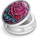 Pille Box-3 Compartment Small Pill Case für Geldbeutel &amp; Tasche Mini Metall Pillenhalter Reisen Pillen Container Nahrungsergänzungsmittel Vitamine BPA-frei (Rose)