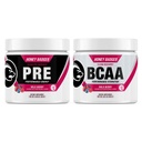 Honey Badger Pre Workout Powder & BCAA Amino Acids Powder Bundle | Beta Alanine, Koffein & Vitamin C + Elektrolyte | Vegan Keto Sugar Free & Paleo für Männer & Frauen | 30 Portionen (Wild Berry)