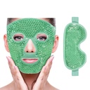 ZNÖCUETÖD Cooling Ice Face Eye Maske zur Reduzierung von Puffiness, Taschen unter Augen,Sinus,Redness,Pain Relief,Dark Circles, Migraine,Hot/Cold Pack mit weicher Plüschunterlage(Green(1* Eye Mask+1*Face Mask))
