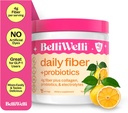 BelliWelli Fiber Supplement für Damen und Herren – Premium Daily Fiber Powder from Organic Acacia with Added Collagen, Electrolytes & Probiotics – No Bloat, Constipation & Gut Health Support (Orange Yuzu)