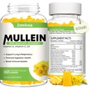 Mullein Gummies für klare Lunge, 10 in 1 Mullein Blatt Extrakt für Lunge, Mullein Quercetin Gummies für Lung Cleanse, Respirator, Immune, Ananas Flavor, 120 Zähler