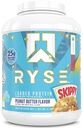 RYSE Loaded Protein Powder - Skippy Peanut Butter - 25g Whey Protein Isolate & Konzentrat mit Prebiotic Fiber & MCT - Low Carb, Low Sugar, Digestive-Friendly - 54 Portionen / 4 lb Tub