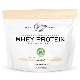 Muscle Feast Gras-Fed Whey Protein Konzentrat Pulver, All Natural, Hormone freie Weide Raised Whey Protein Pulver für Frauen & Männer, Clean, Non-GMO & Gluten freie Whey Konzentrat - Vanille, 5lb