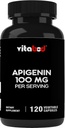 Apigenin 100mg pro Servierung - 120 pflanzliche Kapseln - Roher Pflanzenextrakt aus Kamille Blume - Nicht Habit-Formung - aktive Bioflavonoide & Antioxidantien