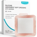 Dimora Silicone Super Absorbent Wound Dressings - Sanfte Adhesive Bandagen mit Ultrasorb Polymer, schwerer Exudate Wound Care Pads 6"X 6" 10 Packs