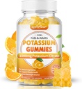 Softbear Potassium Citrate 1000mg, Sugar Free Potassium Gummis für Erwachsene unterstützen Leg Cramps & Muskel Gesundheit High Potency Potassium Supplement Gummis Orange Flavor 60 Count