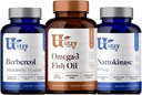 Utzy Naturals Berbercol | 500mg Citrus Bergamotte (als Bergamonte) & Berberine, Nattokinase | 100mg + Omega 3 Fischöl